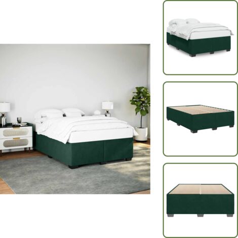 Cama verde oscuro - vidaXL Estructura cama sin colchón terciopelo verde oscuro 140x200 cm - Cama con listones