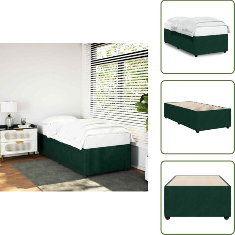 Cama verde oscuro - vidaXL Estructura de cama sin colchón terciopelo verde oscuro 90x190cm - Cama con listones