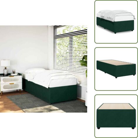 Cama verde - vidaXL Estructura cama sin colchón terciopelo verde oscuro 100x200 cm - Cama terciopelo