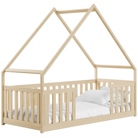Cama Vista 114, Pino, Individuales, 80x200, Madera, Somieres, 86x208x184cm