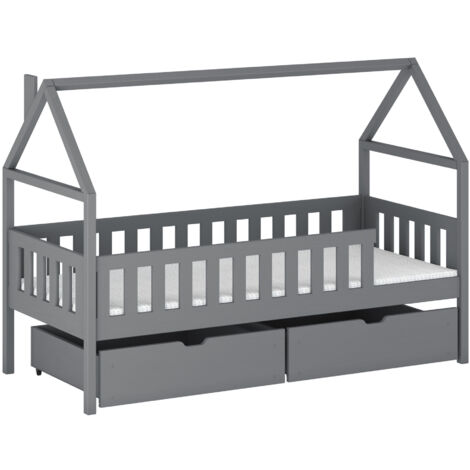 Cama Vista 116, Gris, Individuales, 80x180, Madera, Somieres, 86x188x133cm