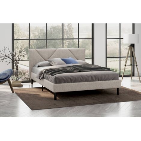 Cama Zeffirio de media plaza, somier para dormitorio, ropa de cama de la marca Bedroom, soporte para colchón, apto para colchón de 120 x 190 cm, color beige