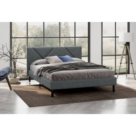 Cama Zeffirio de media plaza, somier para dormitorio, ropa de cama de la marca Bedroom, soporte para colchón, apto para colchón de 120 x 190 cm, color gris