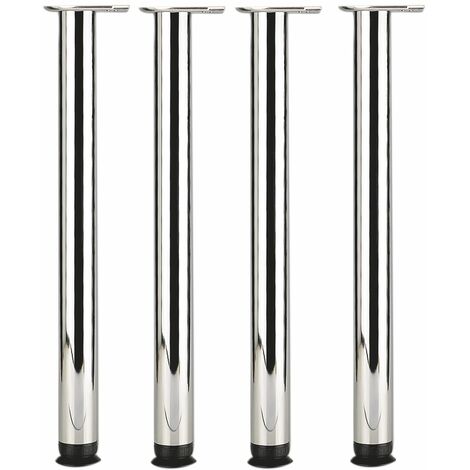 Camar Tischbeine höhenverstellbar 1100-1200mm rund ø 60mm Set Zoom - Tischfüße ideal als Stehtischbeine & Bartischbeine verwendbar - inklusive Montageplatten für Tischbeine, 4x Stahl chrom