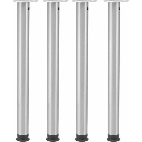 Camar Tischbeine höhenverstellbar 700-800mm rund ø 60mm Set Zoom - Tischfüße ideal als Schreibtischbeine & Esstischbeine verwendbar - inklusive Montageplatten für Tischbeine, 4x Stahl Edelstahl-Effekt
