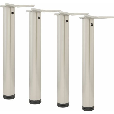 camar Tischfüße verstellbar 470-500mm rund ø 60mm, Metall Tischbeine höhenverstellbar, Stahl verchromt 4 Stück
