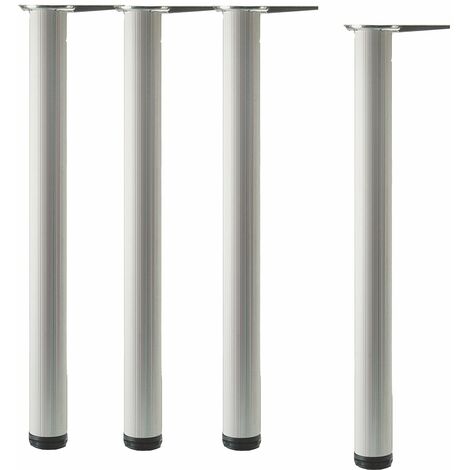 camar Tischfuß Aluminia ø 60mm, Tischbeine höhenverstellbar, Länge 690-720mm gerillt, Aluminium silber 4 Stück
