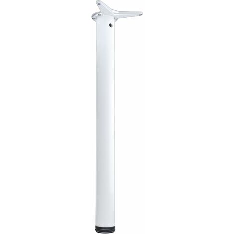 camar Tischfuß verstellbar 690-720mm rund ø 60mm, Metall Tischbein höhenverstellbar, Stahl weiß lackiert