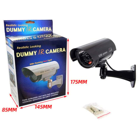 Cámara CCTV falsa para interiores y exteriores, luz LED de pared, antirrobo, color negro, 1 unidad