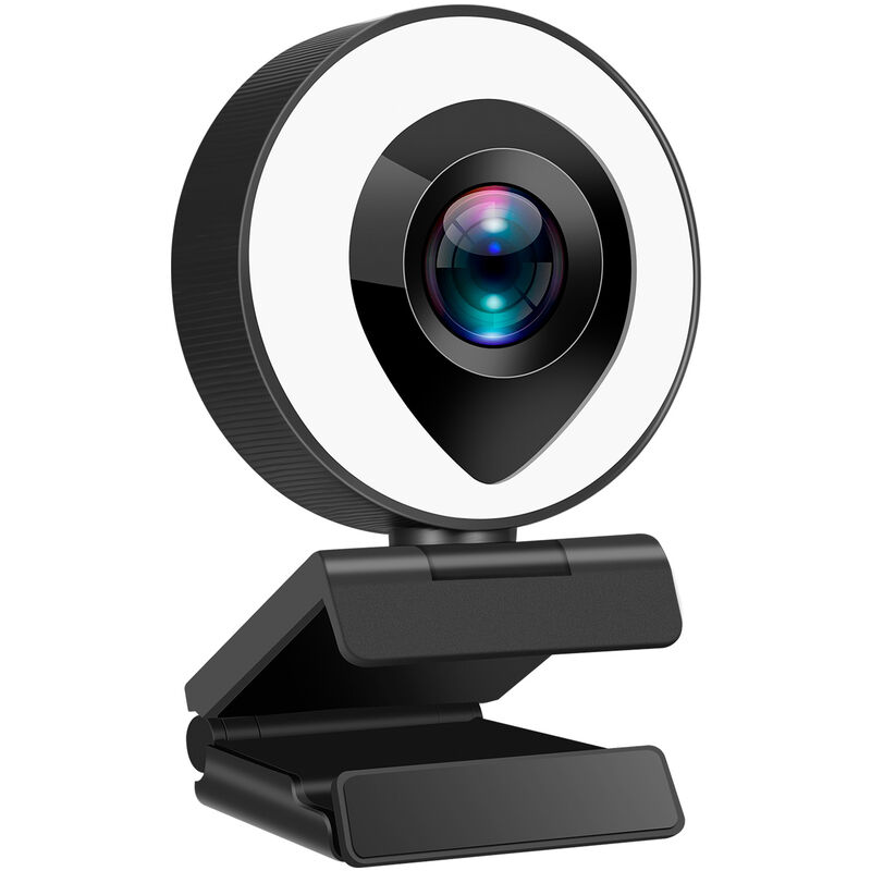 

Happyshopping - Camara de computadora de 1080P Full HD webcam USB, con microfono de luz de relleno de anillo