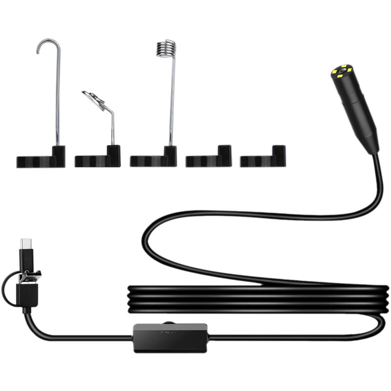 

Camara de inspeccion de boroscopio de endoscopia industrial Autoenfoque 3 en 1 Interfaz de repuesto para puerto Type-C / Android / USB 4 LED de