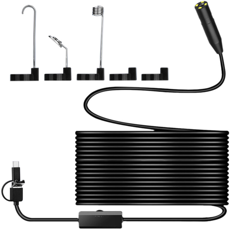 

Camara de inspeccion de boroscopio de endoscopia industrial Autoenfoque 3 en 1 Interfaz de repuesto para puerto Type-C / Android / USB 4 LED de