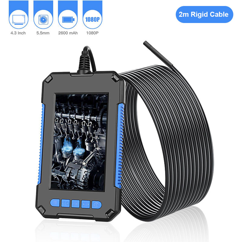 

Camara de inspeccion de boroscopio endoscopio industrial portatil de mano P40,Cable rigido azul de 2 m