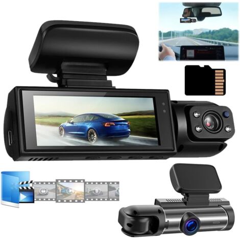 Cámara de salpicadero, cámara frontal y trasera, grabadora de conducción con visión nocturna de 1080p, modo de aparcamiento 24 horas, accesorios para coche, cámara de salpicadero + tarjeta de memoria