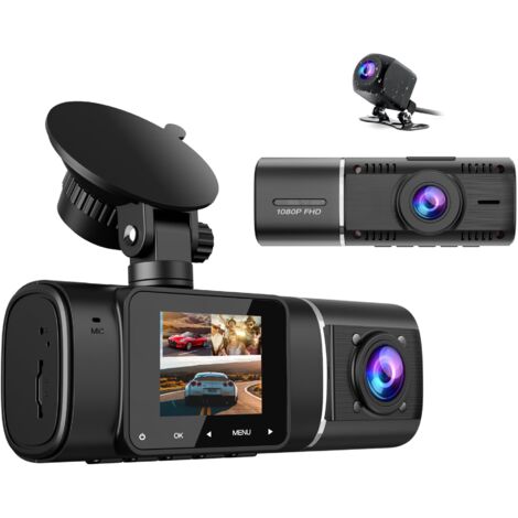 Cámara de salpicadero delantera y trasera para el interior del coche, cámara de coche 1080p con modo de aparcamiento, cámara de salpicadero con sensor G, visión nocturna y grabación en bucle.
