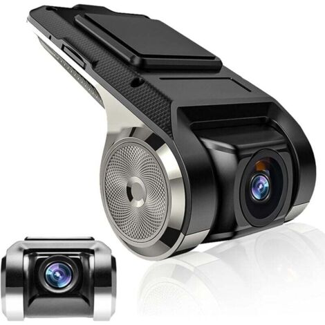 Cámara de salpicadero para coche, mini grabadora DVR HD, ángulo de visión de 170°, sensor G, GPS inteligente, ADAS, USB, compatible con radio Android, compatible con TF (máx. 32 GB)