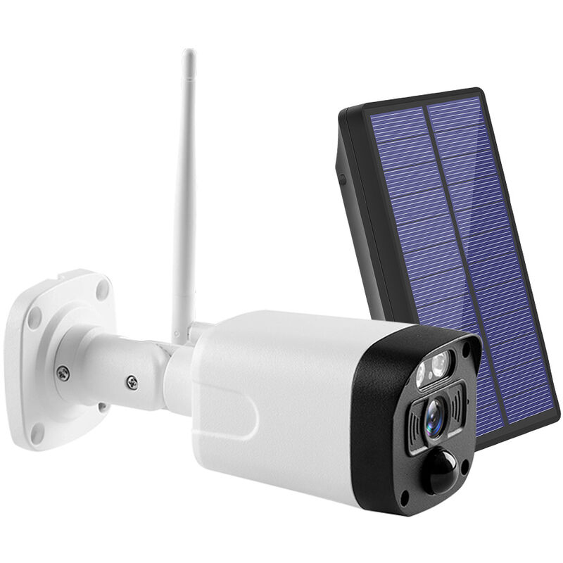 

Happyshopping - Camara de seguridad inalambrica con energia solar, camara WiFi 1080P HD