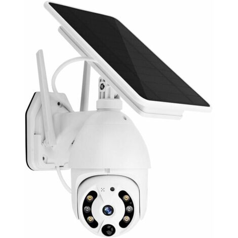 Cámara De Seguridad Inalámbrica Con Panel Solar, Cámara Exterior 1080P Wifi Ptz Cámara De Vigilancia Soporte Visión Nocturna De 360°, Detección De Movimiento Pir, Acceso Remoto, Audio Bidirec Ulisem
