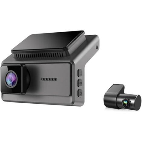 Cámara de tablero de 3.16" con grabación dual, wifi, video HD 2K+1080P y detección de movimiento para instalación en parabrisas delantero.