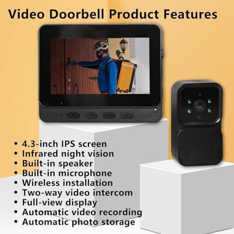 Cámara de vídeo 1080p con altavoz inalámbrico, audio bidireccional, visión nocturna, conectividad Bluetooth y sin necesidad de conexión Wi-Fi.