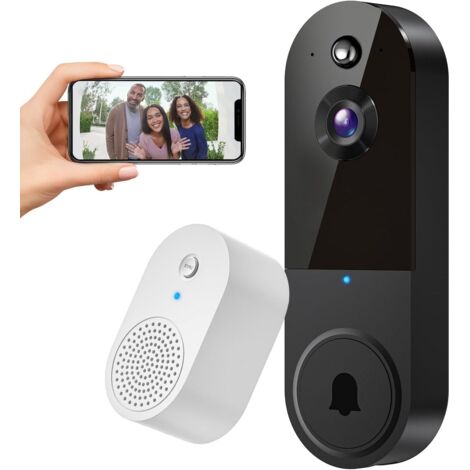 Cámara de video inteligente, cámara de vigilancia inalámbrica para interiores y exteriores, detección humana con IA, visión nocturna, vista en vivo, timbre incluido, audio de 2 vías, WiFi de