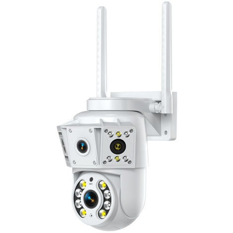 Cámara de vigilancia K30 de doble lente 1080P con visión nocturna a color, control PTZ WiFi y seguridad para exteriores.