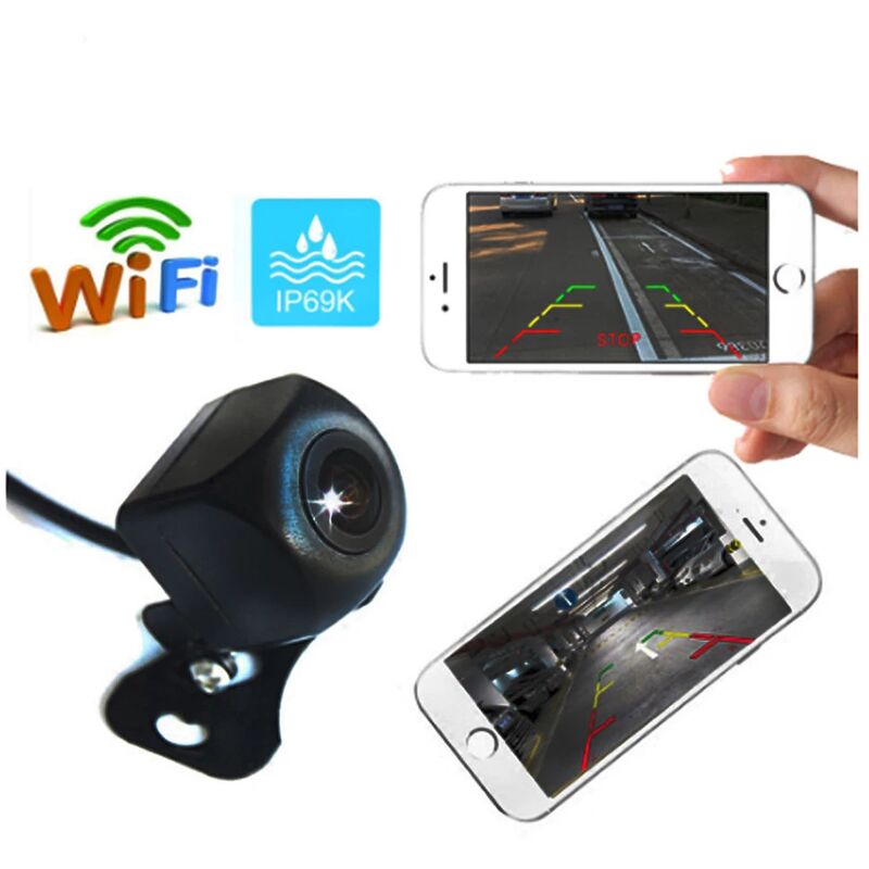 

Cámara de visión trasera inalámbrica para coche, cámara de visión trasera WIFI, cámara de salpicadero HD, visión nocturna, mini tacógrafo corporal