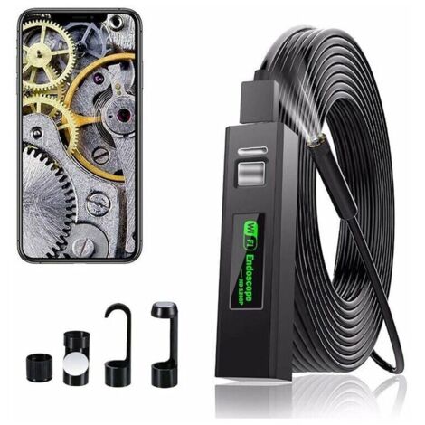 Cámara endoscópica WiFi con boroscopio, cámara de inspección USB, cámara endoscópica HD de 1200P, resistente al agua IP68 con 8 LED para iPhone, Android, iPad, Mac, PC y portátil (cable flexible de 1 