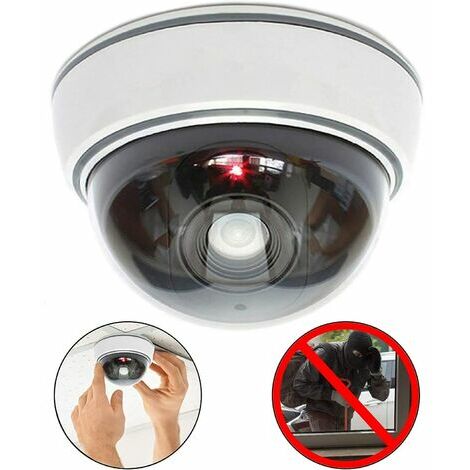 Cámara ficticia con lente, CCTV, seguridad de carga, con luz LED roja, muy realista para pared, cámara falsa Cámara CCTV falsa Faus de vigilancia falsa