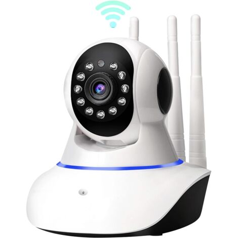 Cámara IP WiFi 350°/100° Cámara de Vigilancia V380, Visión Nocturna, Notificaciones en Tiempo Real, Admite Tarjeta SD, Detección y Seguimiento de Movimiento (Blanco)