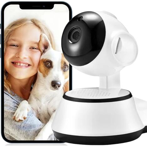 Cámara Vigilancia WiFi Interior, Camara IP 1080P de Seguridad con Detección de Movimiento y Visión Nocturna, Camara Vigilancia de Bebé con Audio Bidireccional Compatible iOS Android 2.4 GHz F