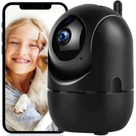Cámara Vigilancia WiFi Interior de Seguridad con Detección de Movimiento y Visión Nocturna, Camara IP 1080P, Camara Vigilancia de Bebé con Audio Bidireccional Compatible iOS Android Color Negro