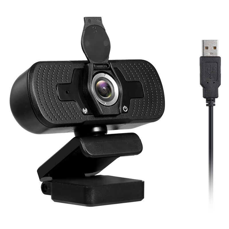 

Camara web USB 1080P Webcam con cubierta de privacidad Microfono con aislamiento de ruido para computadora portatil / computadora de escritorio, Negro