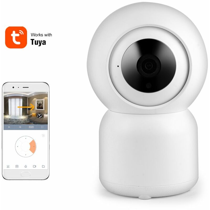 

Happyshopping - Camara WIFI de la seguridad en el hogar, monitor inalambrico del bebe de la camara IP 1080P,Blanco, cable USB