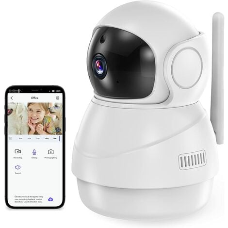 Cámara WiFi para bebés/ancianos/hogar/mascotas, cámara con monitor para bebés con seguimiento de movimiento/detección de sonido, conversación bidireccional, visión nocturna, SD/nube