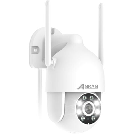 Cámaras de videovigilancia interiores y exteriores ANRAN 2K 3MP Cámara Vigilancia con Vista de 360°, Camaras con Vision Nocturne Couleur, Alarma de Sirena/Luz, Grabación 24/7, Audio de 2 vías,