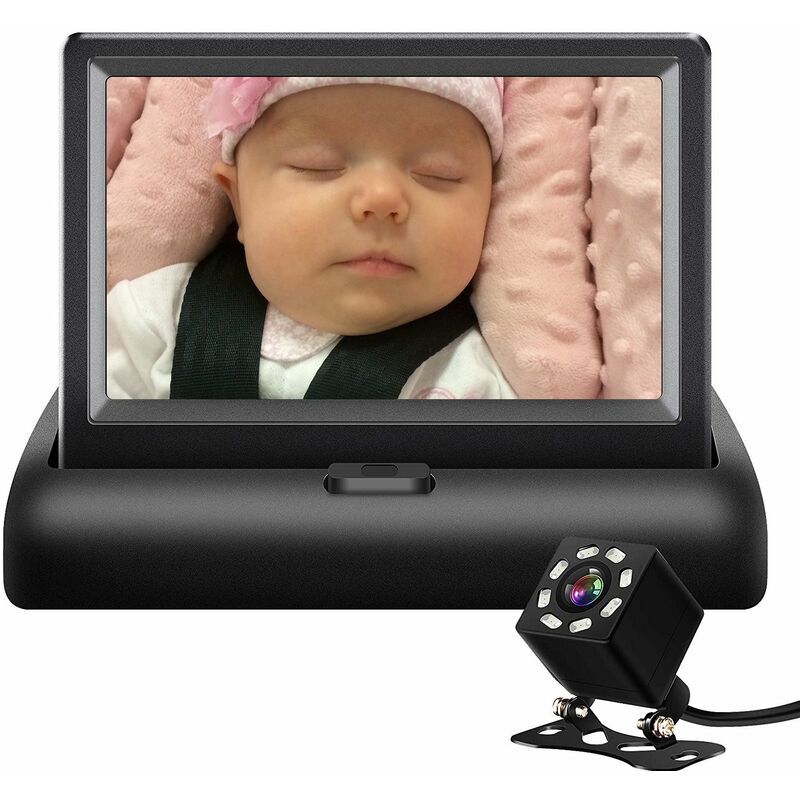 

Happyshopping - Cámaras de videovigilancia,monitor para automóvil de 4.3 '', con visión nocturna por infrarrojos Plug and Play,Negro