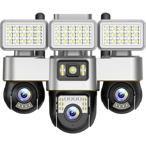 Cámaras de vigilancia 3 en 1 4G de 3 pulgadas y 2 megapíxeles con doble fuente de luz + farolas, detección automática de movimiento [Clase de eficiencia energética A+]