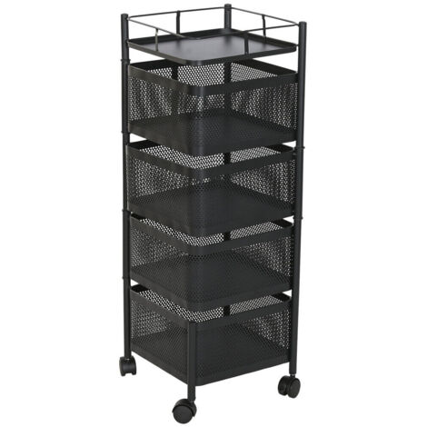 Camarera Metal 33,5X33,5X90 5 Cestas Negro