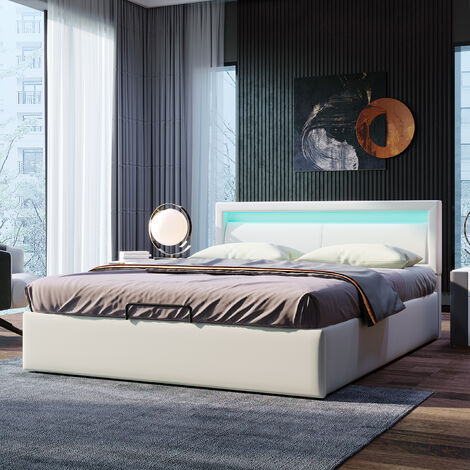 Canapé Abatible Storage Bed, What The Sleep, Tapa 3D, Montaje y Retirada  Usado Incluido, 2 esquinas Redondeadas, Alta Durabilidad, Glaciar 140x200