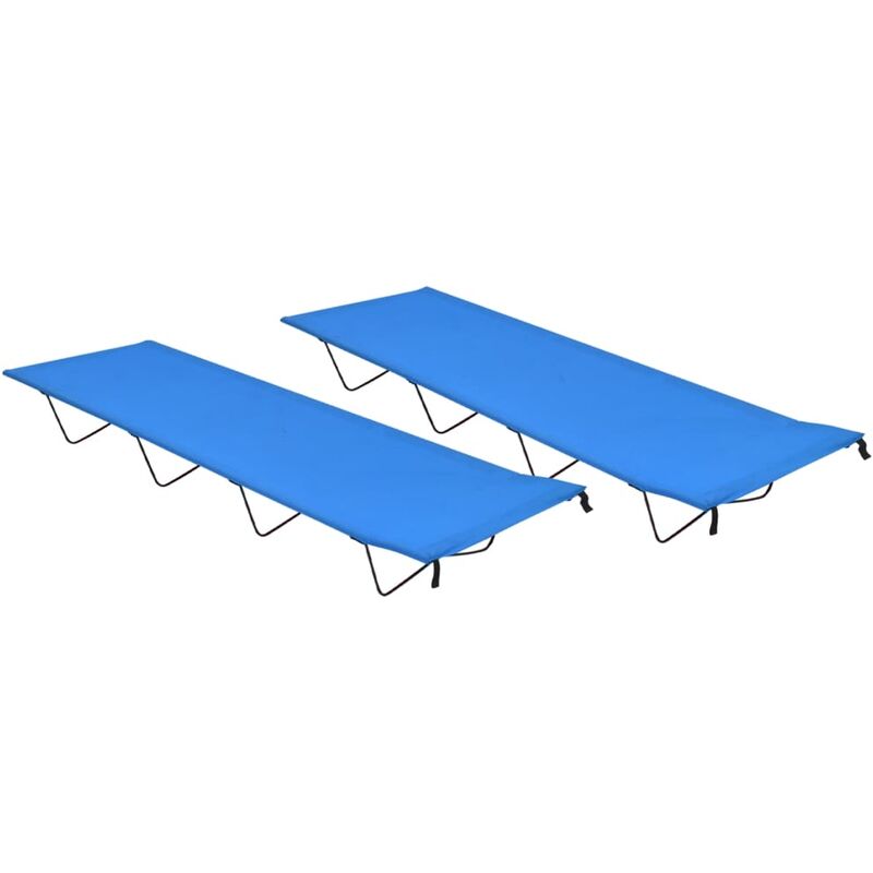 

Camas de camping 2 uds tela Oxford y acero azul 180x60x19 cm