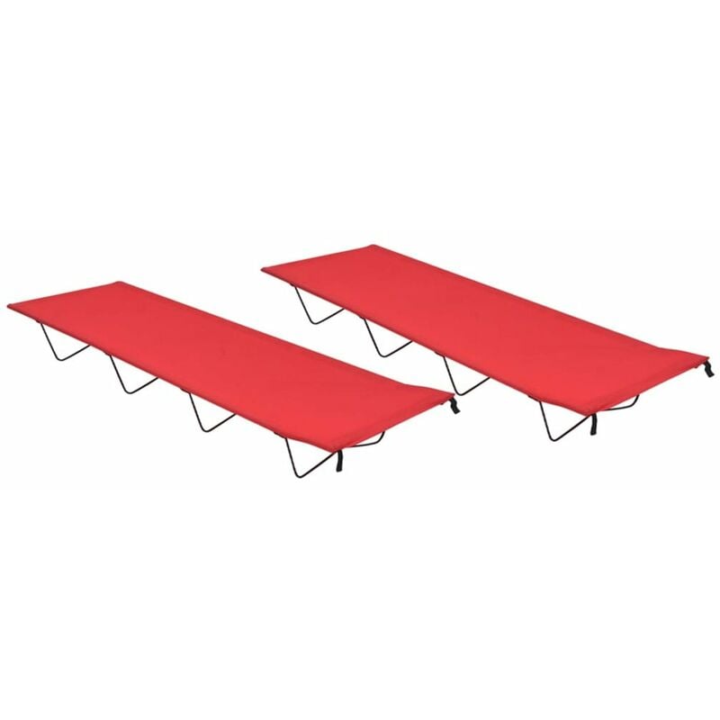 

Camas de camping 2 uds tela Oxford y acero rojo 180x60x19 cm
