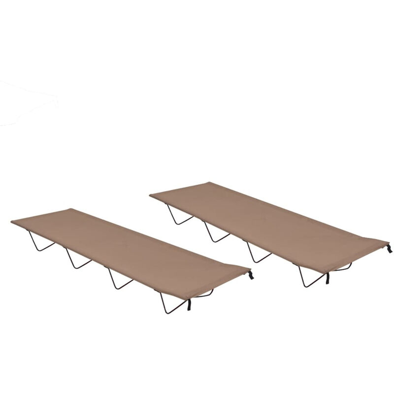 

Camas de camping 2 uds tela Oxford y acero taupe 180x60x19 cm