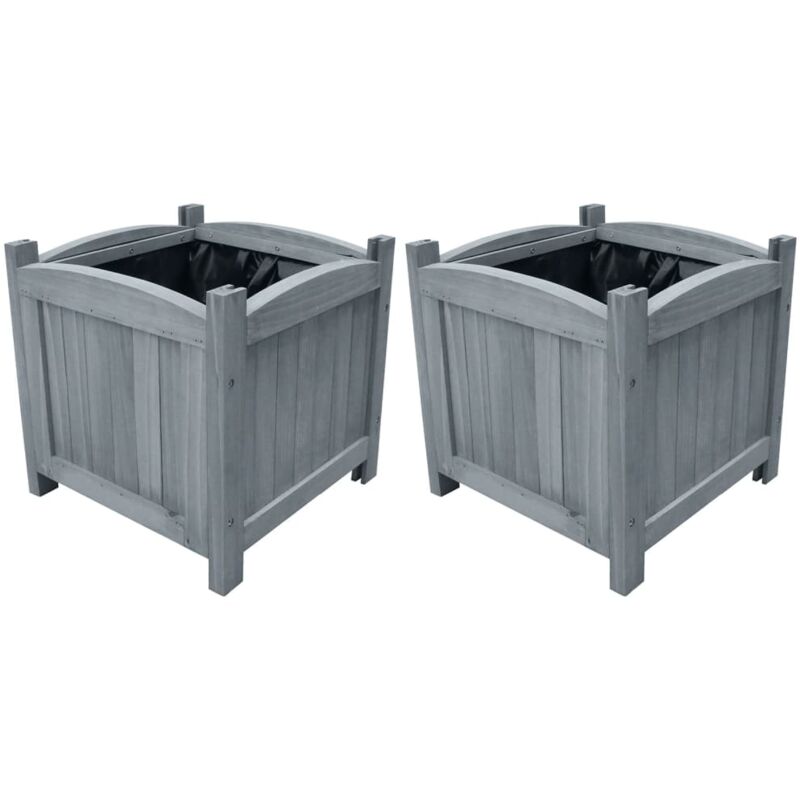

vidaXL Arriates de jardín 2 uds madera maciza abeto 30x30x30 cm - Gris