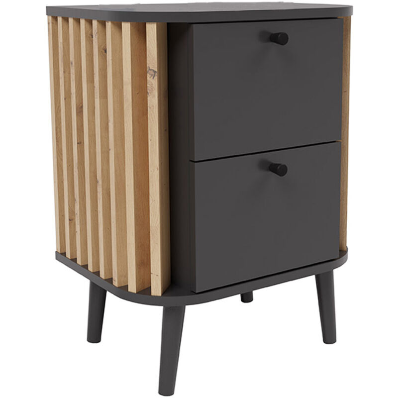 Camberwell - table de chevet - gris et bois - 45 cm - gris / bois