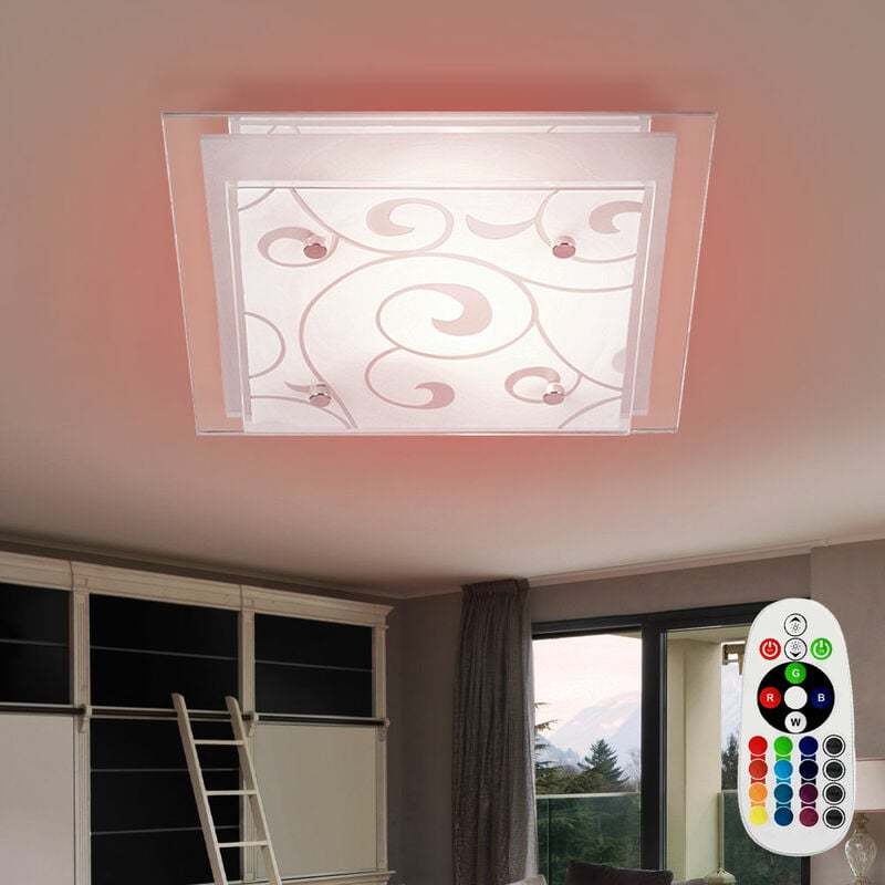 

Lámpara de techo de metal con decoración de vidrio cambiador de color en un juego que incluye lámparas LED RGB