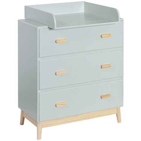 Cambiador Mobili Rebecca Tessen 100x80x42 MDF Pino Verde Agua Marrón Escandinavo Para Montar