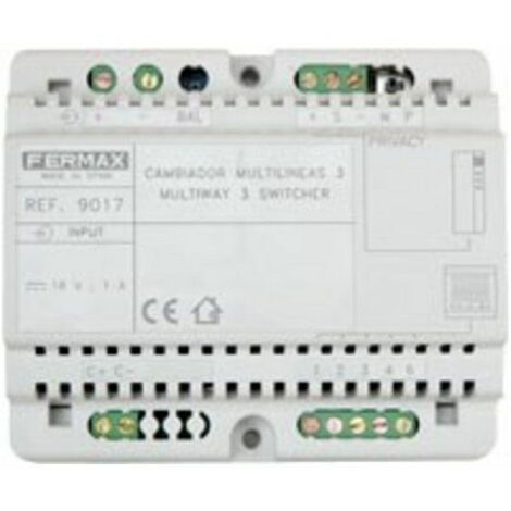 Cambiador multilíneas 3 polos, 16A, IP20, para instalaciones eléctricas seguras.
