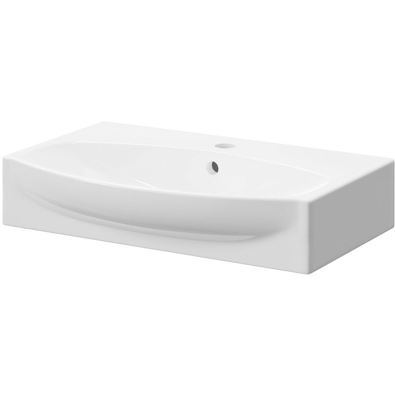 Cambra 600mm x 400mm Rectangular Wall Hung Basin with 1 Tap Hole