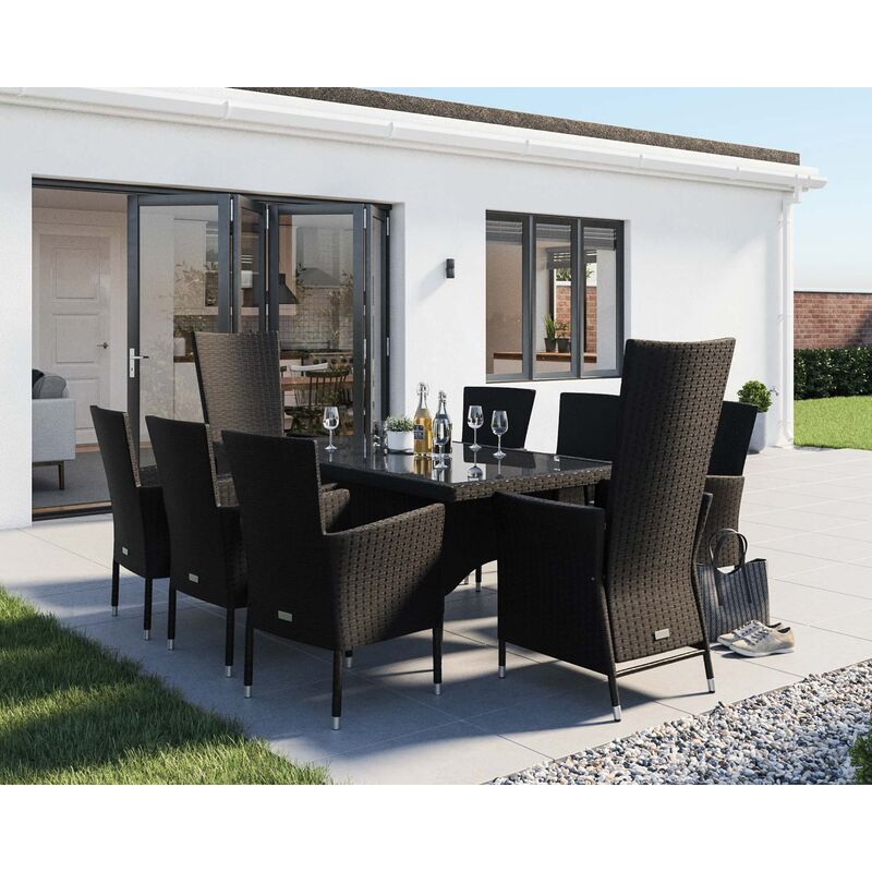 Cambridge 2 Reclining 6 Non Rattan Garden Chairs And Rectangular Table Set Various Colours
